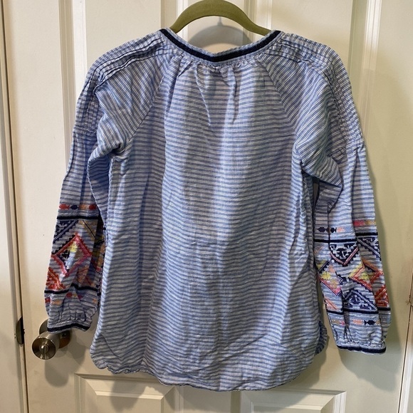 Joules Linen Blend Embroidered Blouse EUC - Picture 10 of 14